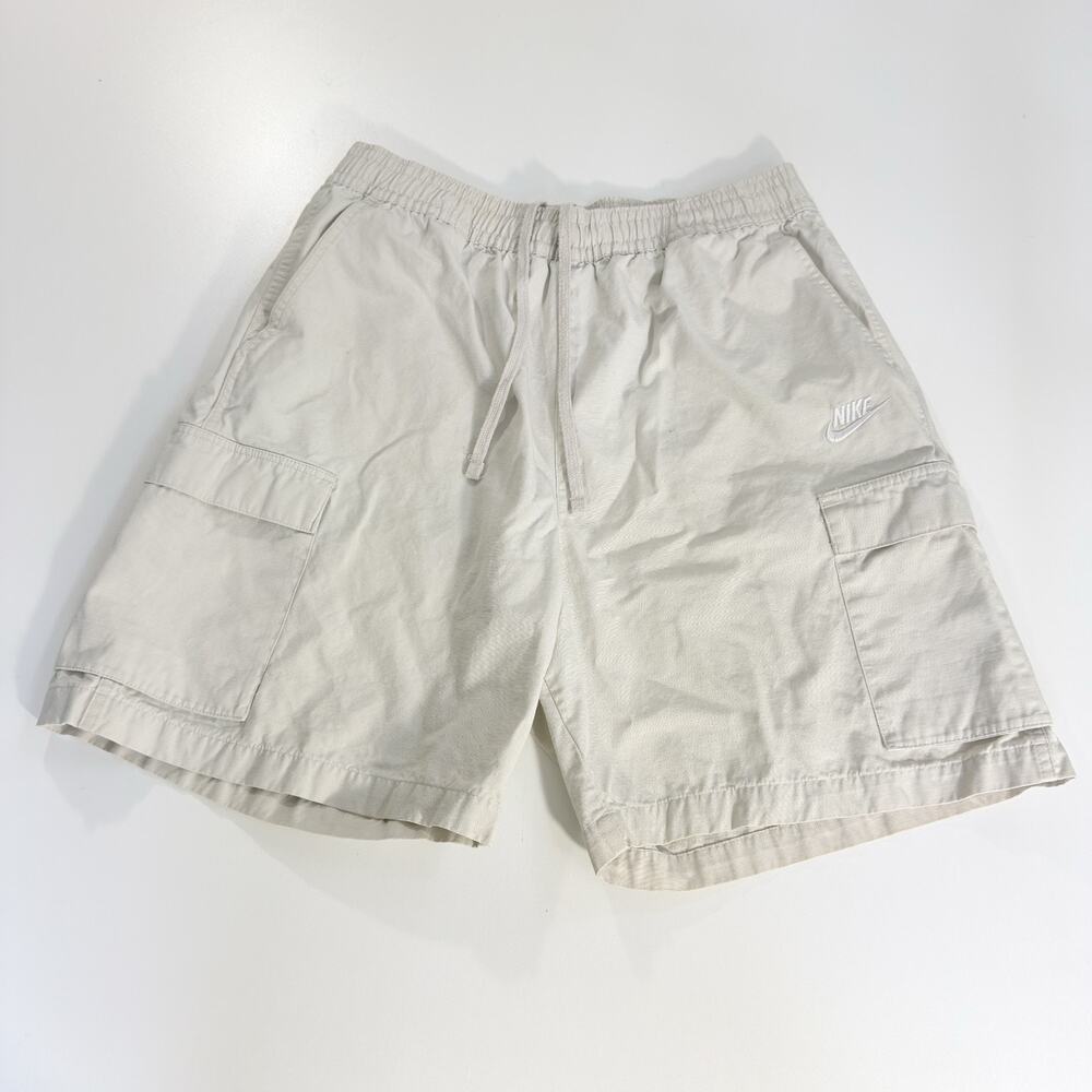 Nike Mens Cargo Shorts Size L Tan Beige Nylon Khaki Utility Baggy Hike Athletic